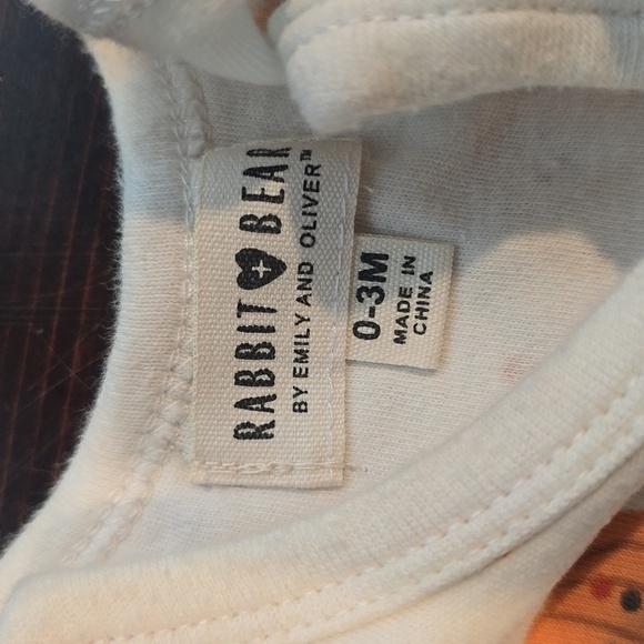 Rabbit + Bear Cream Pumpkin Print Long Sleeve Bodysuit - Picture 2 of 3